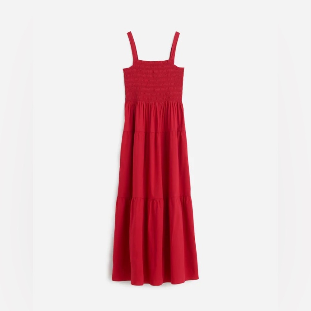 NEW MADEWELL Smocked Tiered Maxi Dress in Crimson Berry
